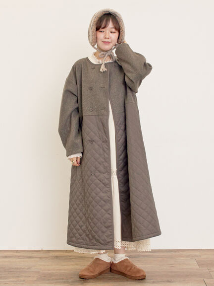 メルトン切替キルティングコート（チャコールグレー/ベージュ/ブラウン）｜Samansa Mos2（サマンサ モスモス）通販