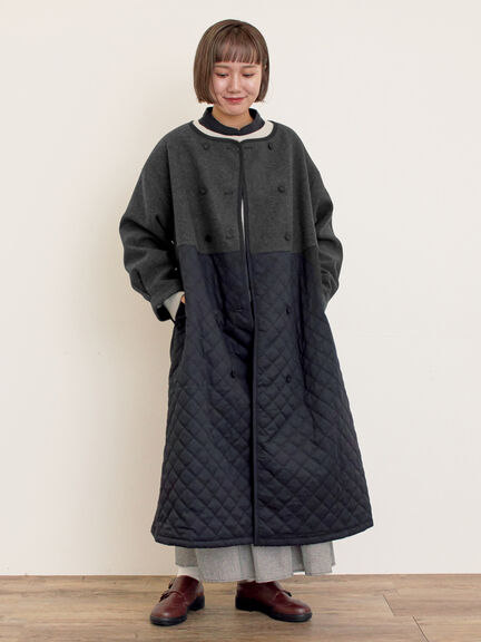 メルトン切替キルティングコート（チャコールグレー/ベージュ/ブラウン）｜Samansa Mos2（サマンサ モスモス）通販