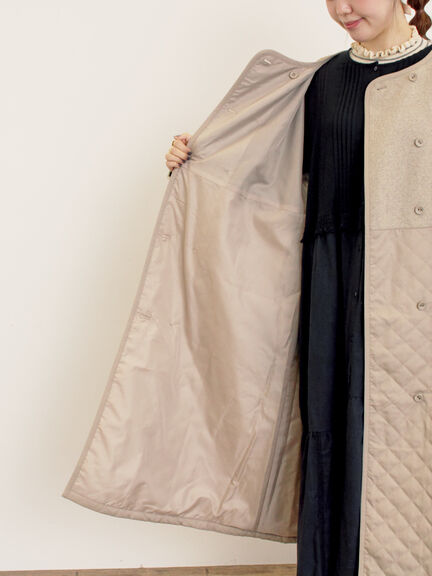 メルトン切替キルティングコート（チャコールグレー/ベージュ/ブラウン）｜Samansa Mos2（サマンサ モスモス）通販