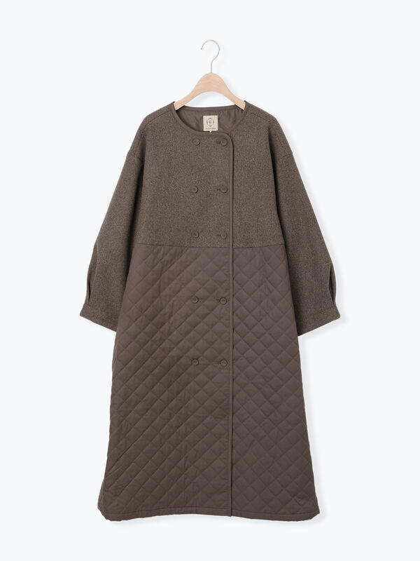 Samansa Mos2 メルトン切替キルティングコート　チャコール　ブラック サマンサ モスモス Samansa Mos2 メルトン切替キルティングコート