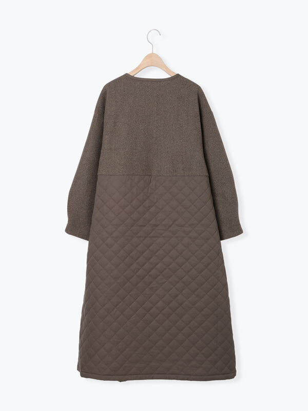 メルトン切替キルティングコート（チャコールグレー/ベージュ/ブラウン
