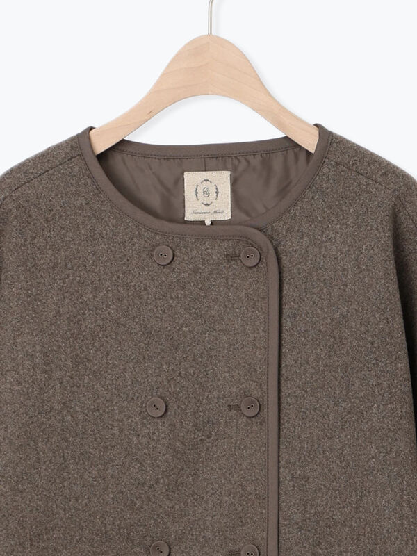 サマンサモスモスコート　メルトン切替キルティングコート　ブラウン セール】 メルトン切替キルティングコート（チャコールグレー/ベージュ