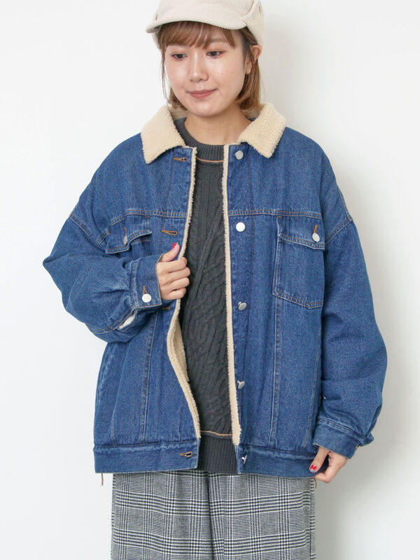 デニムボアジャケット（ブラック/ブルー/ネイビー/アウター/ジャケット