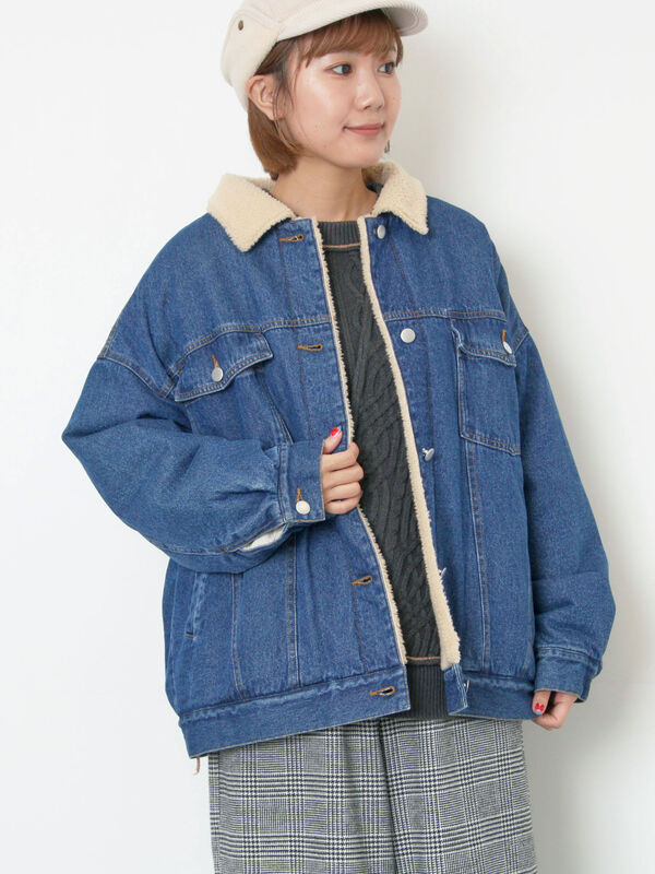 デニムボアジャケット（ブラック/ブルー/ネイビー/アウター/ジャケット