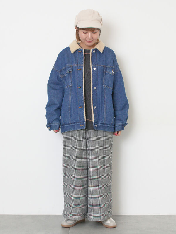 よりより様用　Papas デニムジャケット 濃紺　マドモアゼルノンノン　タグ付き レザー×デニム】セミダブル ライダース ジャケット｜5351POUR LES