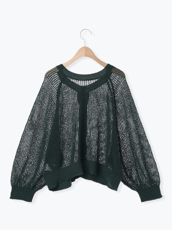 セール】 メッシュ編み前後2WAYドルマンスリーブカーディガン