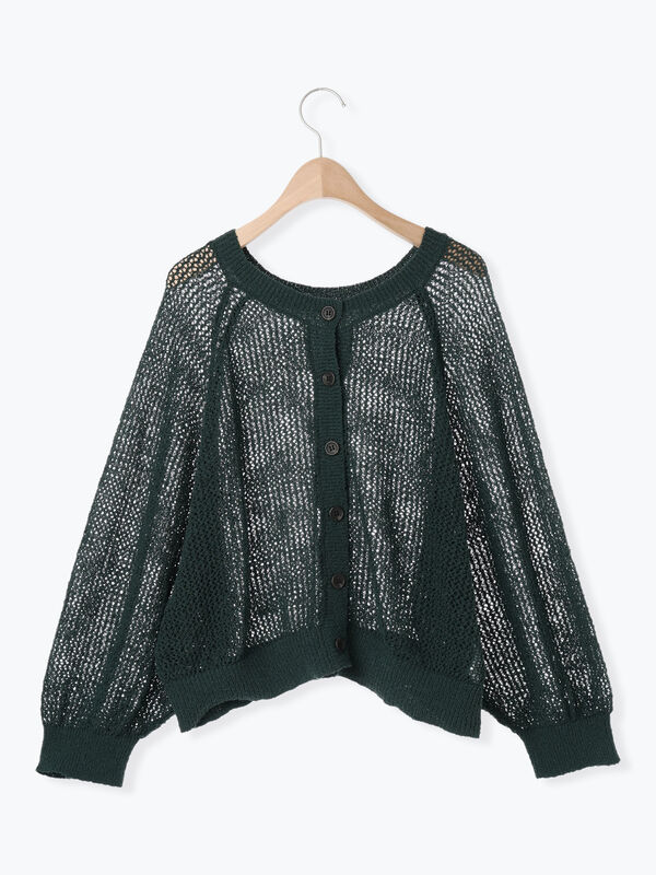 セール】 メッシュ編み前後2WAYドルマンスリーブカーディガン