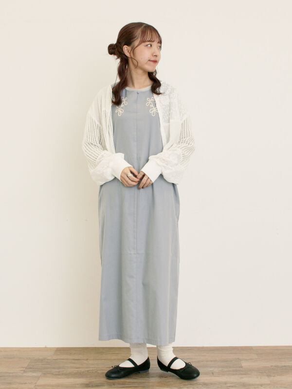 じょもこ　ターコイズ ビーズ刺繍 フレアドレス LEJA Dress Styling】 ☑︎ 花柄レースカラースパンコール刺繍Aラ