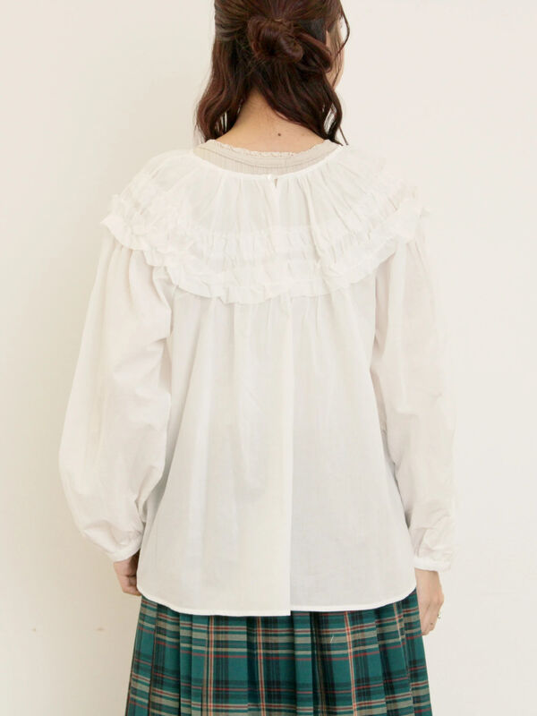 セール】 ◎2WAYギャザーブラウス（オフホワイト/ブラック/ブラウン