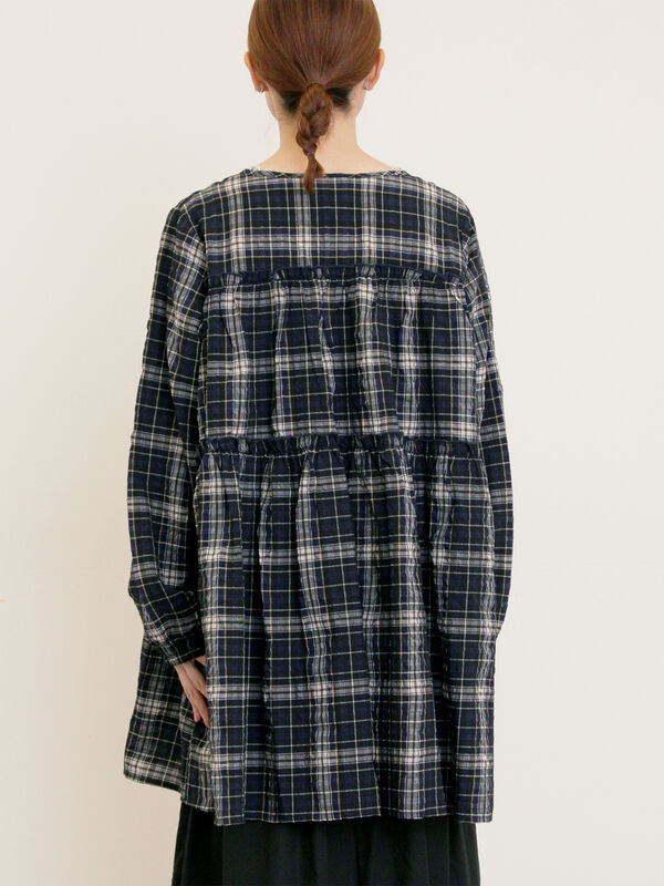 セール】 ◎サッカーチェックチュニック（オフホワイト/ベージュ