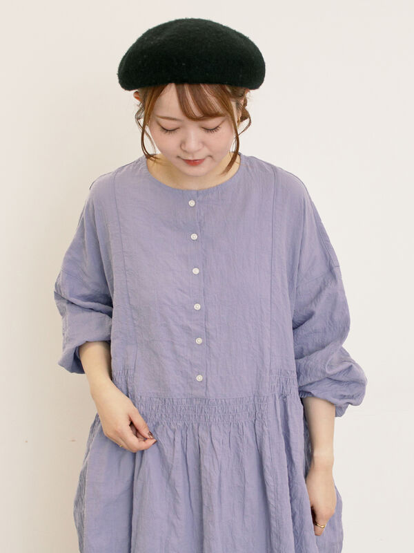 シャーリング切替ふんわりチュニック（オフホワイト