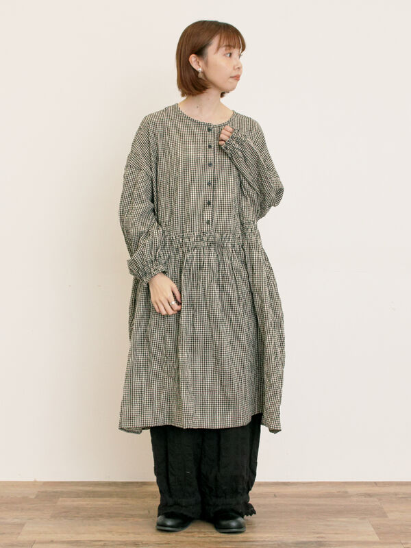 セール】 シャーリング切替ふんわりチュニック（オフホワイト