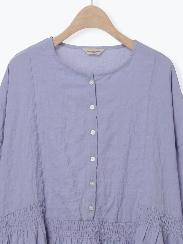 シャーリング切替ふんわりチュニック（オフホワイト