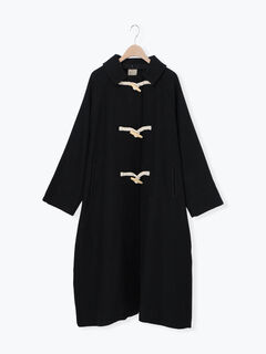 セール】 [タスマニアウール]2WAY襟ロングコート（ブラック/ボルドー