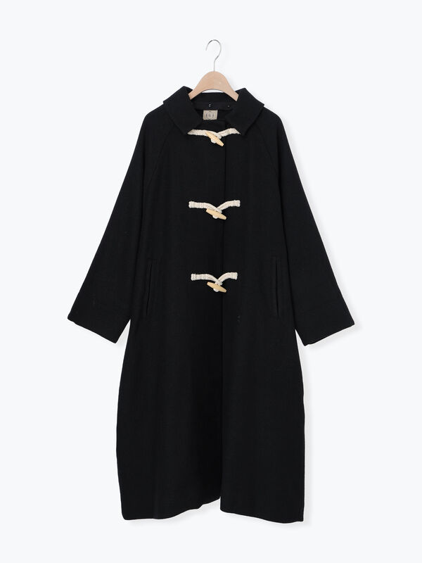 タスマニアウール]2WAY襟ロングコート（ブラック/ボルドー/ベージュ