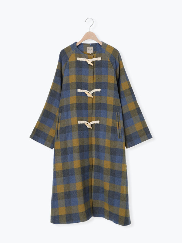 タスマニアウール]2WAY襟ロングコート（ブラック/ボルドー/ベージュ