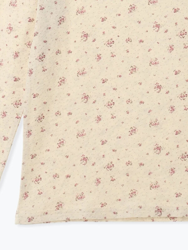 吸湿発熱】ベア天花柄クルーネック（ピンク/ベージュ/ミント/パープル