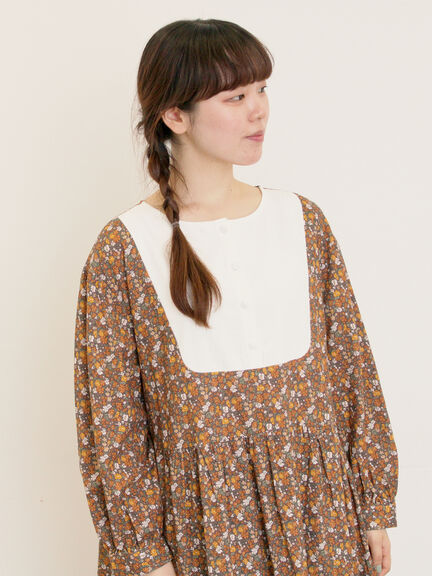 【WEB限定】胸元配色花柄ワンピース（チャコールグレー/ブラウン/ミント）｜Samansa Mos2（サマンサ モスモス）通販