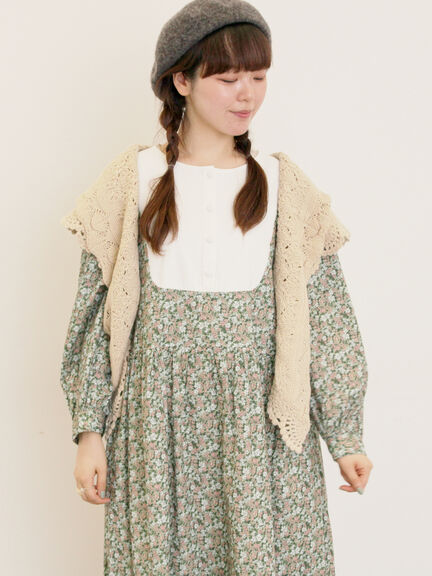 【WEB限定】胸元配色花柄ワンピース（チャコールグレー/ブラウン/ミント）｜Samansa Mos2（サマンサ モスモス）通販