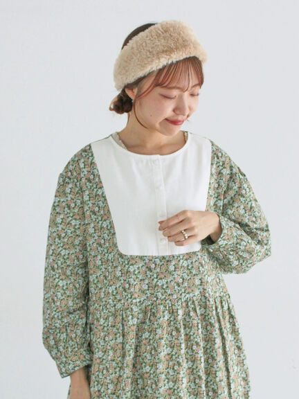 【WEB限定】胸元配色花柄ワンピース（チャコールグレー/ブラウン/ミント）｜Samansa Mos2（サマンサ モスモス）通販