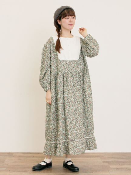 【WEB限定】胸元配色花柄ワンピース（チャコールグレー/ブラウン/ミント）｜Samansa Mos2（サマンサ モスモス）通販