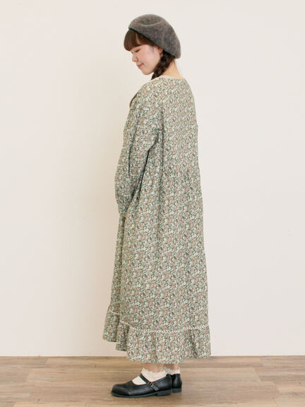 【WEB限定】胸元配色花柄ワンピース（チャコールグレー/ブラウン/ミント）｜Samansa Mos2（サマンサ モスモス）通販