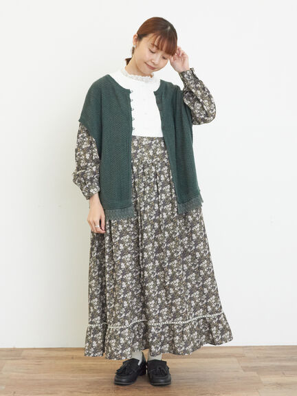【WEB限定】胸元配色花柄ワンピース（チャコールグレー/ブラウン/ミント）｜Samansa Mos2（サマンサ モスモス）通販