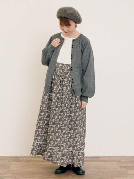 【WEB限定】胸元配色花柄ワンピース（チャコールグレー/ブラウン/ミント）｜Samansa Mos2（サマンサ モスモス）通販