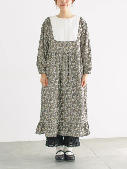 【WEB限定】胸元配色花柄ワンピース（チャコールグレー/ブラウン/ミント）｜Samansa Mos2（サマンサ モスモス）通販