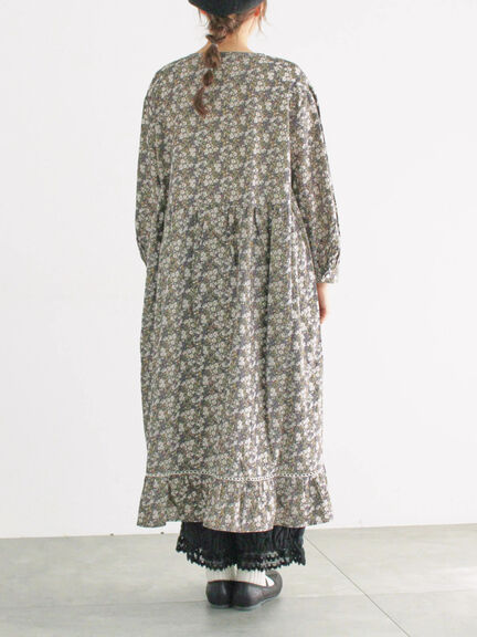 【WEB限定】胸元配色花柄ワンピース（チャコールグレー/ブラウン/ミント）｜Samansa Mos2（サマンサ モスモス）通販