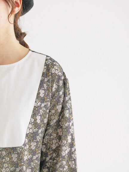 【WEB限定】胸元配色花柄ワンピース（チャコールグレー/ブラウン/ミント）｜Samansa Mos2（サマンサ モスモス）通販