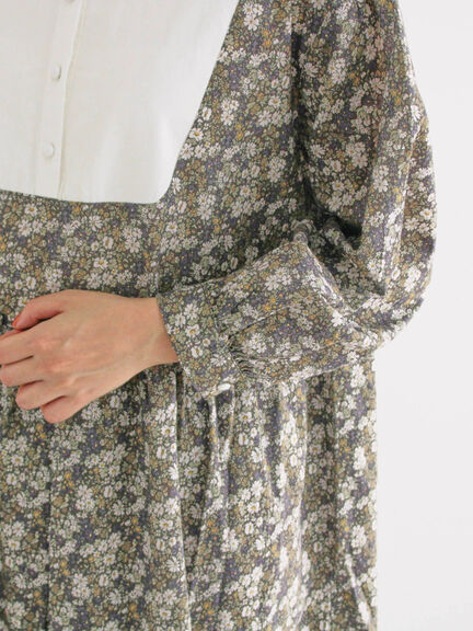 【WEB限定】胸元配色花柄ワンピース（チャコールグレー/ブラウン/ミント）｜Samansa Mos2（サマンサ モスモス）通販