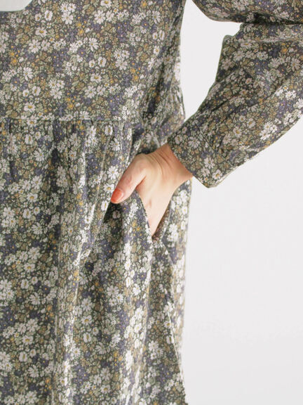 【WEB限定】胸元配色花柄ワンピース（チャコールグレー/ブラウン/ミント）｜Samansa Mos2（サマンサ モスモス）通販