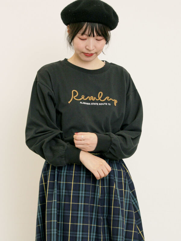 コード刺繍長袖Tシャツ（ブラック）｜Samansa Mos2（サマンサ モスモス）通販