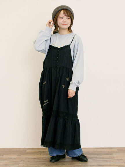 コード刺繍長袖Tシャツ（オフホワイト/ブラック/ブルー/キナリ）｜Samansa Mos2（サマンサ モスモス）通販