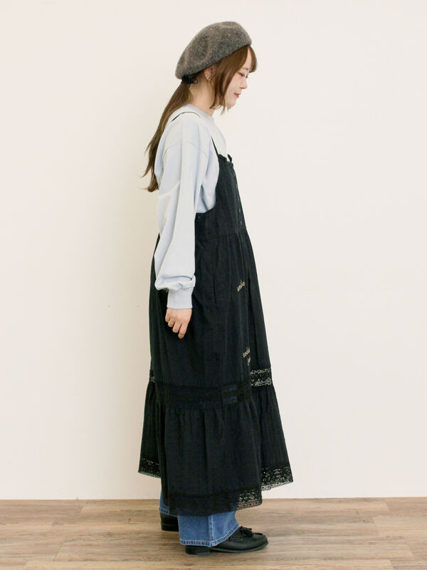 セール】 コード刺繍長袖Tシャツ（オフホワイト/ブラック/ブルー