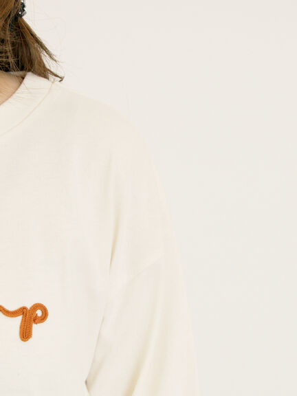コード刺繍長袖Tシャツ（オフホワイト/ブラック/ブルー/キナリ）｜Samansa Mos2（サマンサ モスモス）通販