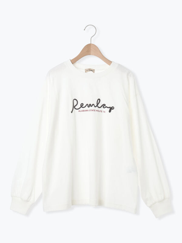 ommo ホワイト 長袖シャツ ロゴ刺繍 welise（ウェライズ） シャツ 「welise/ウェライズ」HANASODE-アーム