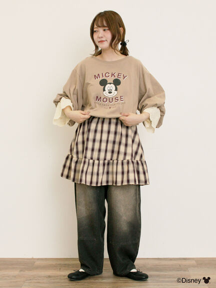【Disney】ミッキーマウス/袖口レースロンT（グレー/モカ/キナリ）｜Samansa Mos2（サマンサ モスモス）通販