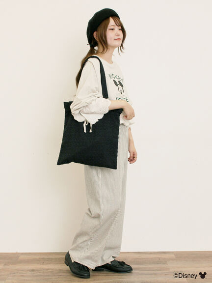 【Disney】ミッキーマウス/袖口レースロンT（グレー/モカ/キナリ）｜Samansa Mos2（サマンサ モスモス）通販