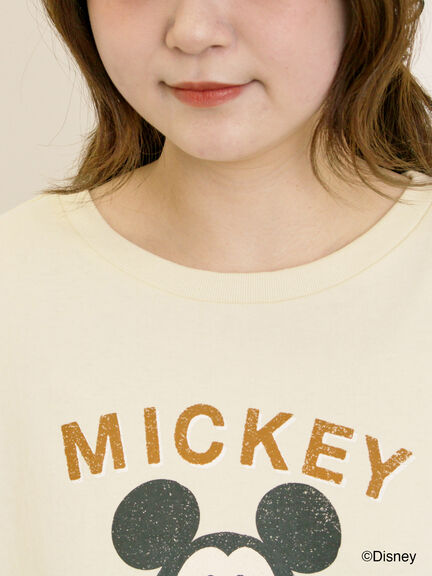 【Disney】ミッキーマウス/袖口レースロンT（グレー/モカ/キナリ）｜Samansa Mos2（サマンサ モスモス）通販