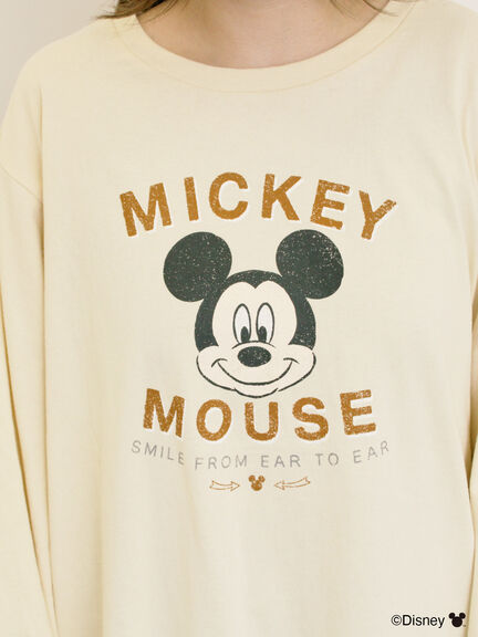 【Disney】ミッキーマウス/袖口レースロンT（グレー/モカ/キナリ）｜Samansa Mos2（サマンサ モスモス）通販