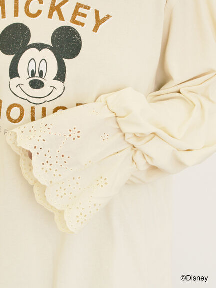 【Disney】ミッキーマウス/袖口レースロンT（グレー/モカ/キナリ）｜Samansa Mos2（サマンサ モスモス）通販