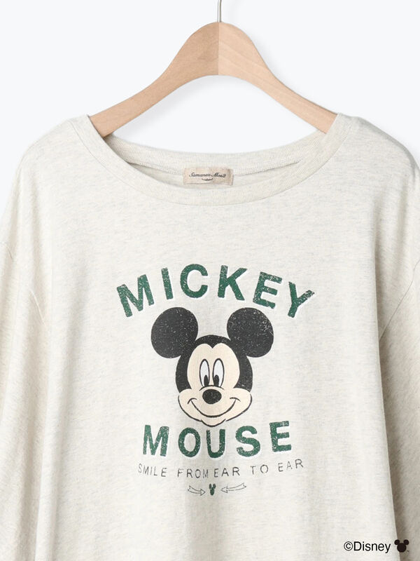 セール】 【Disney】ミッキーマウス/袖口レースロンT（グレー/モカ