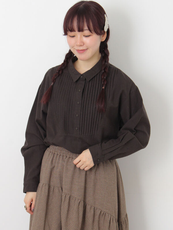 切替ピンタックブラウス（チャコールグレー）｜Samansa Mos2（サマンサ モスモス）通販