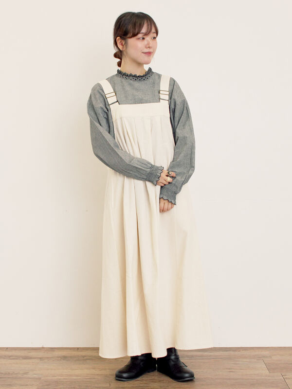 セール】 レースシャーリング2WAYブラウス（オフホワイト