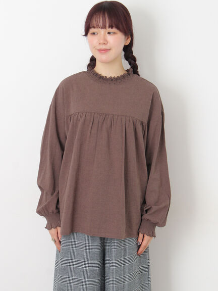 レースシャーリング2WAYブラウス（オフホワイト/チャコールグレー/ベージュ/ブラウン）｜Samansa Mos2（サマンサ モスモス）通販
