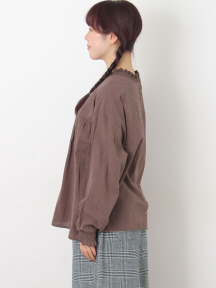 レースシャーリング2WAYブラウス（オフホワイト/チャコールグレー/ベージュ/ブラウン）｜Samansa Mos2（サマンサ モスモス）通販