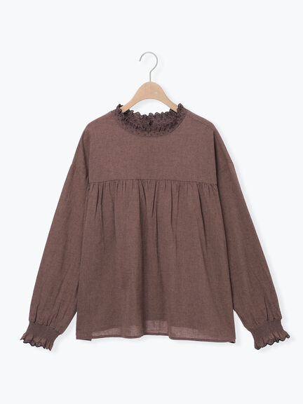 レースシャーリング2WAYブラウス（オフホワイト/チャコールグレー/ベージュ/ブラウン）｜Samansa Mos2（サマンサ モスモス）通販