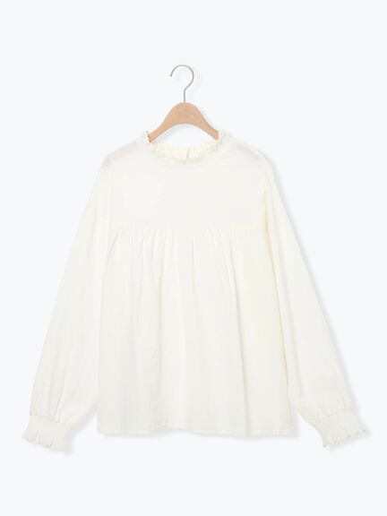 レースシャーリング2WAYブラウス（オフホワイト/チャコールグレー/ベージュ/ブラウン）｜Samansa Mos2（サマンサ モスモス）通販